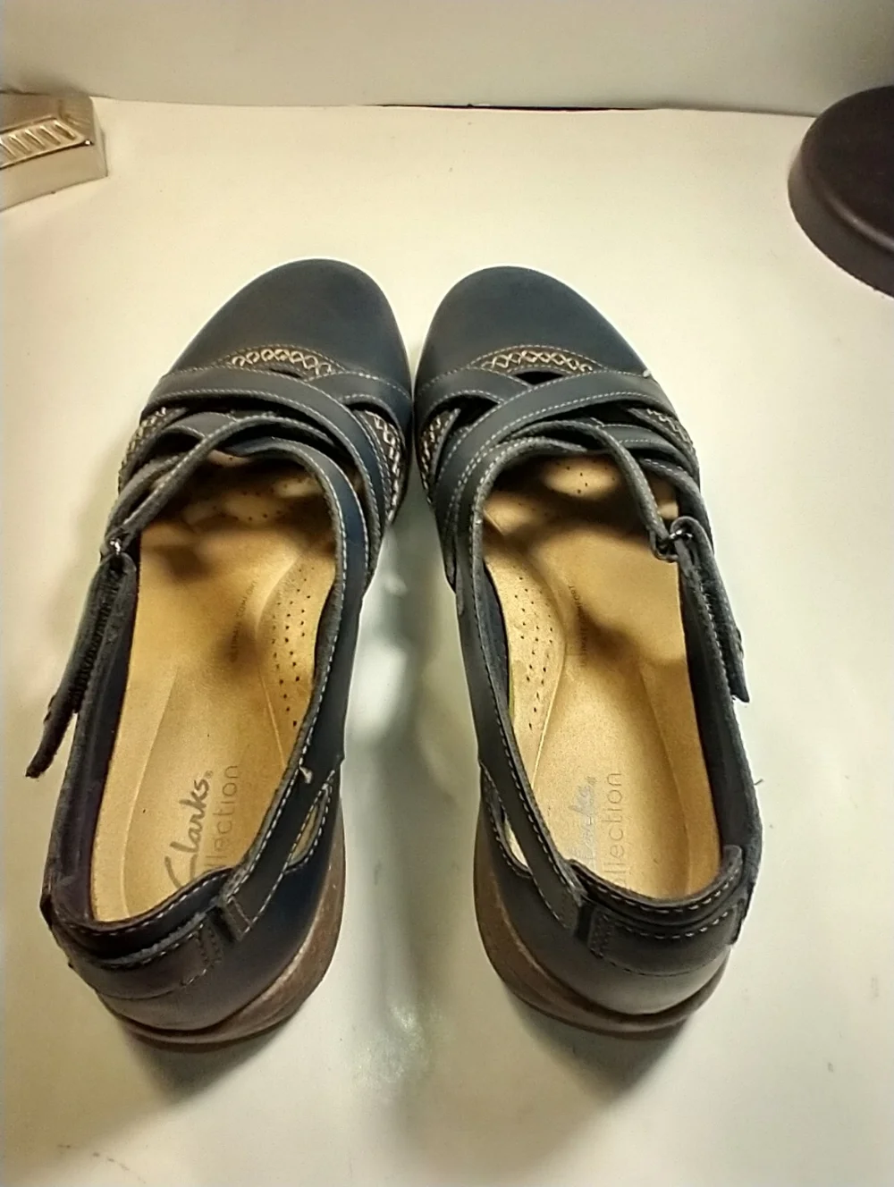 Clarks Roseville Step Mary Jane Blue Leather Comfort Flats Women's sz 9.5M.
